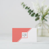 Carte De Visite monogramme géométrique moderne corail vivant (Debout devant)