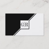 Carte De Visite Monogramme géométrique moderne noir et blanc (Devant)