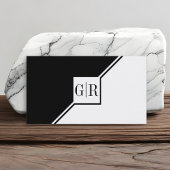 Carte De Visite Monogramme géométrique moderne noir et blanc