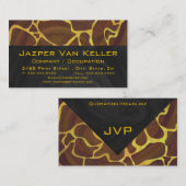 Carte De Visite Monogramme Giraffe Brown, Impression Jaune (Devant / Derrière)