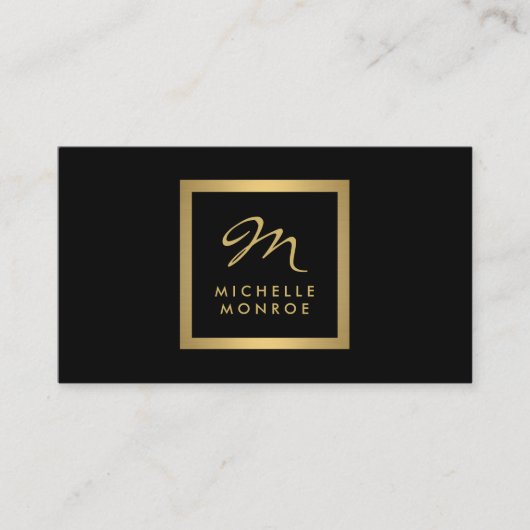 Carte de visite Monogramme Glam Gold (Devant)