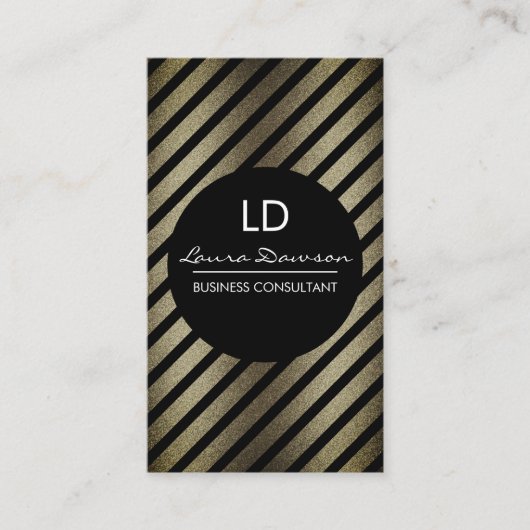 Carte De Visite Monogramme glamour Cercle et rayures (Devant)