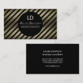 Carte De Visite Monogramme glamour Cercle et rayures (Devant / Derrière)
