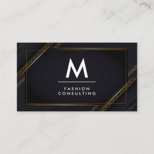 Carte De Visite Monogramme Gold Black Lux Arrière - plan