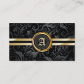 Carte De Visite Monogramme Gold Classy Damask Elegant (Devant)
