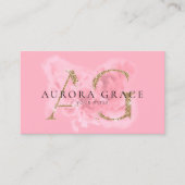 Carte de visite Monogramme Gold et Rose personnali (Devant)