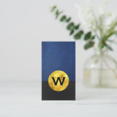 Carte De Visite Monogramme Gold Foil | Bloc couleur cuir (Debout devant)