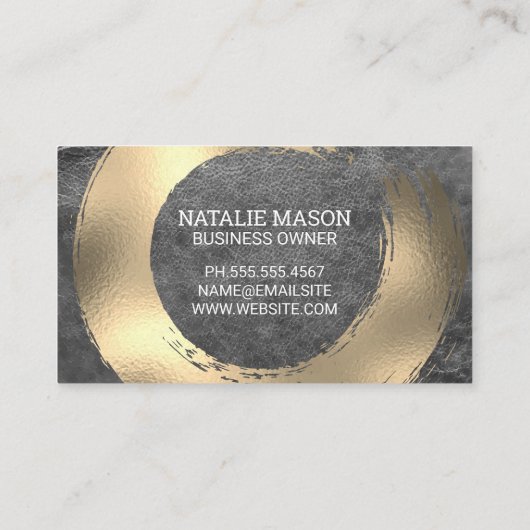 Carte De Visite Monogramme | Gold Foil Circulaire broyée (Dos)