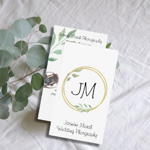 Carte De Visite Monogramme Gold Frame Photographe QR Vertical