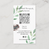 Carte De Visite Monogramme Gold Frame Photographe QR Vertical (Dos)