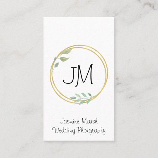 Carte De Visite Monogramme Gold Frame Photographe QR Vertical (Devant)