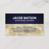 Carte De Visite Monogramme | Golden Foil | Texture métallique bleu (Dos)