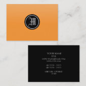 Carte De Visite Monogramme gothique orange (Devant / Derrière)