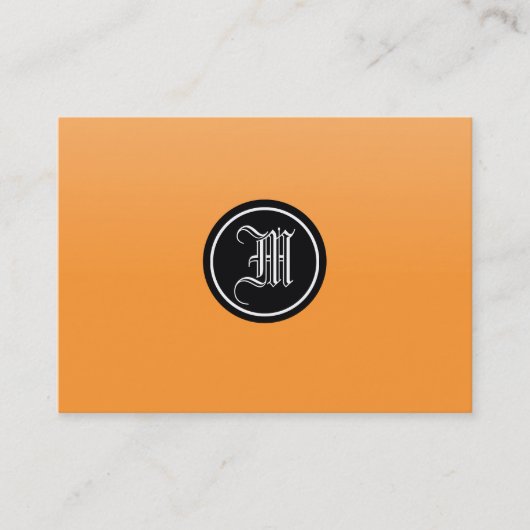 Carte De Visite Monogramme gothique orange (Devant)