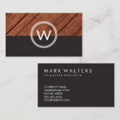 Carte De Visite Monogramme Grain de bois deux tons (Devant / Derrière)