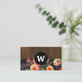 Carte De Visite Monogramme | Grain de bois | Modèle floral (Debout devant)