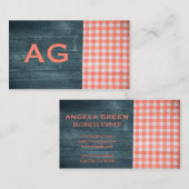 Carte De Visite Monogramme | Grain de bois | Tissu de table (Devant / Derrière)