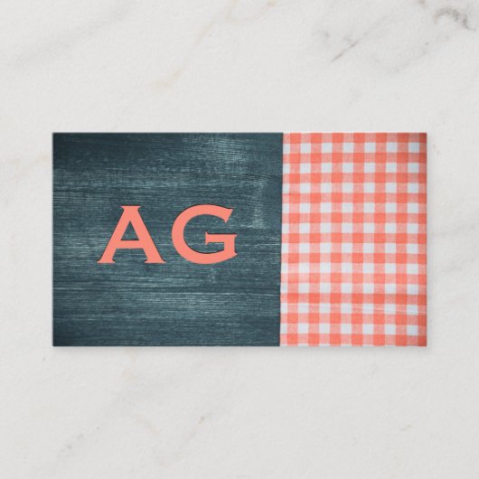 Carte De Visite Monogramme | Grain de bois | Tissu de table (Devant)