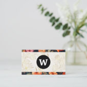 Carte De Visite Monogramme | Graphiques à motifs floraux (Debout devant)