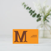 Carte De Visite Monogramme gras et moderne en orange et Brown (Debout devant)