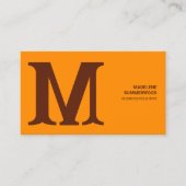 Carte De Visite Monogramme gras et moderne en orange et Brown (Devant)