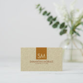 Carte De Visite Monogramme Gras Moderne Beige & Brown Damas (Debout devant)