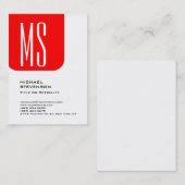 Carte De Visite Monogramme Gras Rouge Blanc Professionnel (Devant / Derrière)
