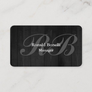 Carte De Visite Monogramme Gray Wood Monogramme Manager Minimalist