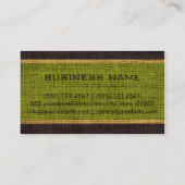 Carte De Visite Monogramme Green Burlap Linen Russe Jute (Dos)
