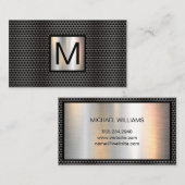 Carte De Visite Monogramme Grill Motif Chrome bannière métallique (Devant / Derrière)