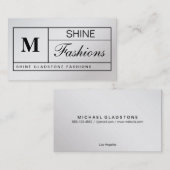 Carte De Visite Monogramme Grille variation Argent (Devant / Derrière)