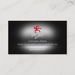 Carte De Visite Monogramme Grinning Red Gremlin Imp, effet métall