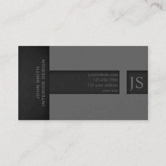 Carte De Visite Monogramme gris (Devant)