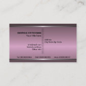 Carte De Visite monogramme gris argenté métallique rose pâle et po (Dos)