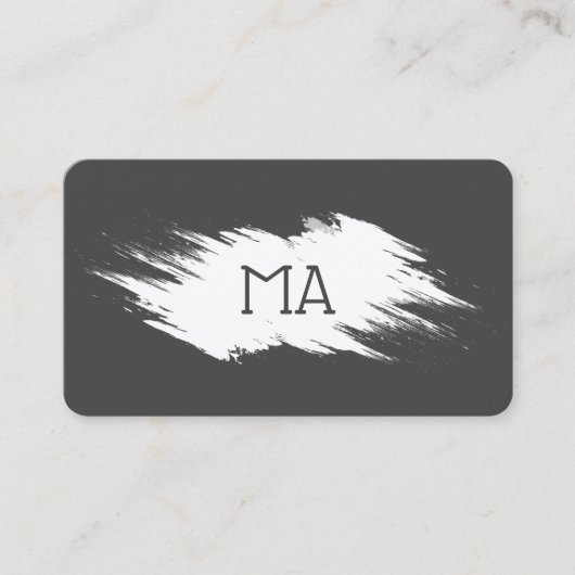 Carte De Visite Monogramme | Gris Blanc (Devant)