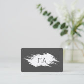 Carte De Visite Monogramme | Gris Blanc (Debout devant)