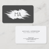 Carte De Visite Monogramme | Gris Blanc (Devant / Derrière)
