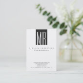 Carte de visite Monogramme gris blanc (Debout devant)