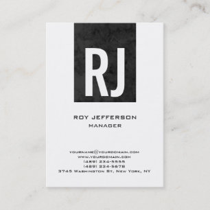 Carte De Visite Monogramme gris blanc simple et tendance unique
