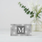 Carte De Visite Monogramme gris cercles motif (Debout devant)