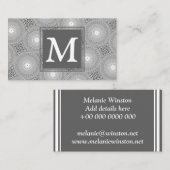 Carte De Visite Monogramme gris cercles motif (Devant / Derrière)