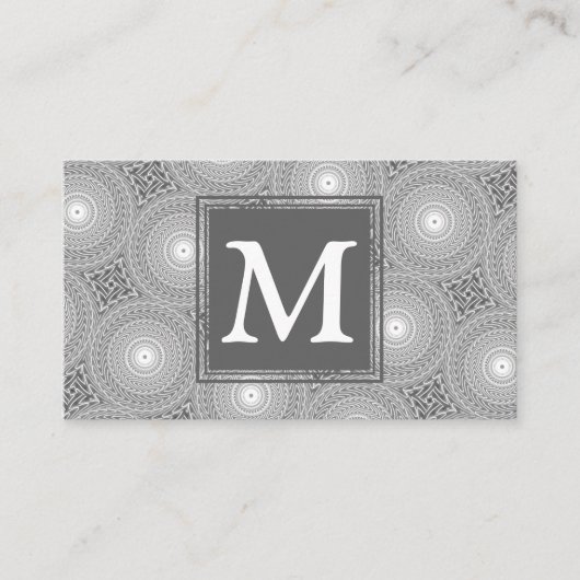 Carte De Visite Monogramme gris cercles motif (Devant)