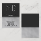 Carte de visite monogramme gris chubby moderne (Devant / Derrière)