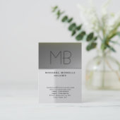 Carte de visite monogramme gris chubby moderne (Debout devant)