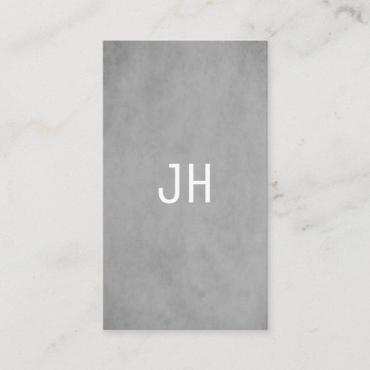 Carte De Visite Monogramme gris clair de texture simple profession (Devant)