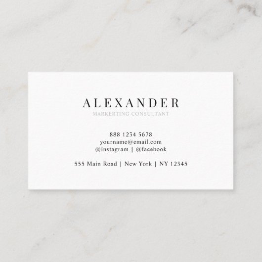 Carte De Visite Monogramme gris clair simple professionnel (Dos)