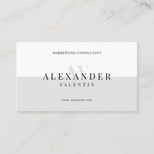 Carte De Visite Monogramme gris clair simple professionnel (Devant)