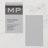 Carte de visite Monogramme gris de l'effet mural v (Devant / Derrière)