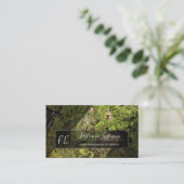 Carte De Visite Monogramme gris de surface de l'arbre de mousse ve (Debout devant)