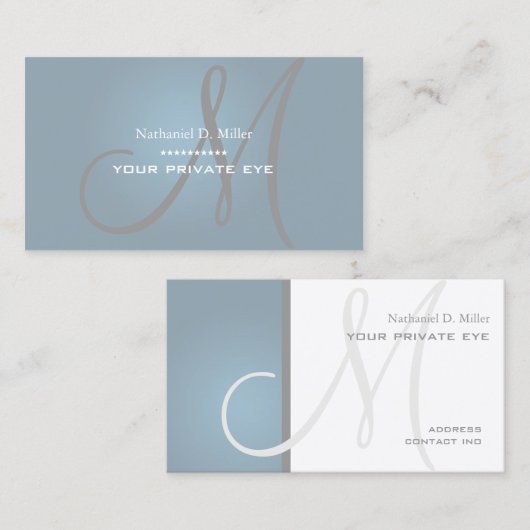 Carte De Visite Monogramme gris foncé (Devant / Derrière)